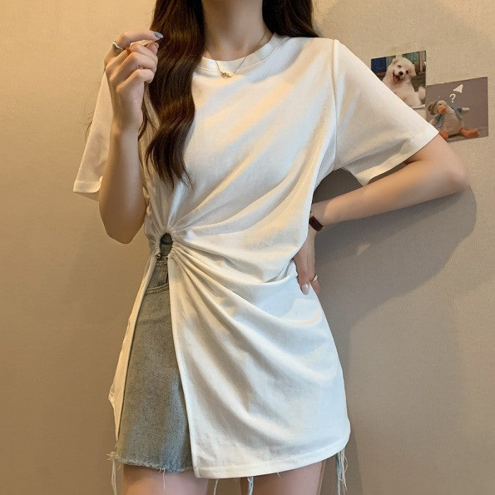 Avelyn Split-Hem Cotton Tee