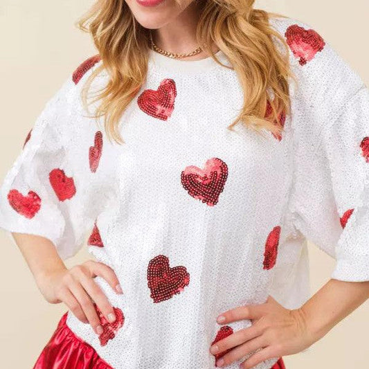 Celira Sequin Half-Sleeve Top