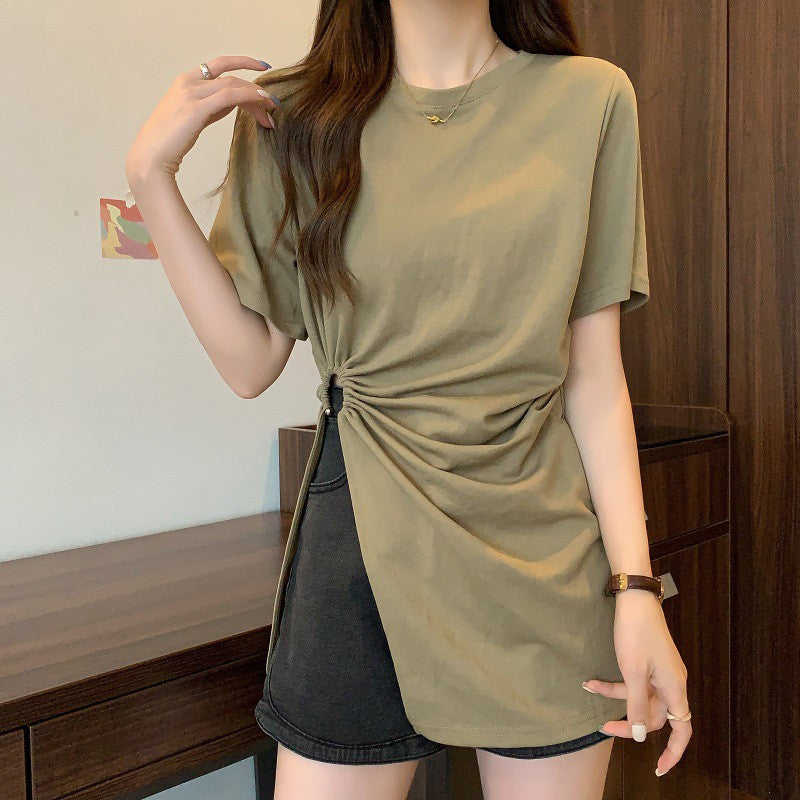 Avelyn Split-Hem Cotton Tee