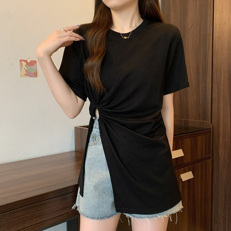 Avelyn Split-Hem Cotton Tee