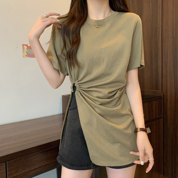 Avelyn Split-Hem Cotton Tee