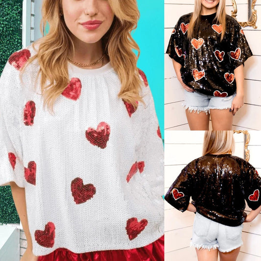 Celira Sequin Half-Sleeve Top