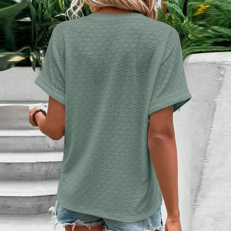 Evania Buttoned V-Neck Blouse