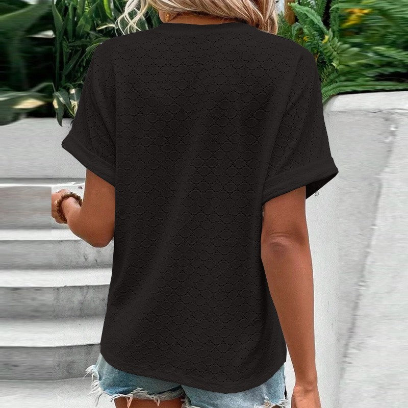 Evania Buttoned V-Neck Blouse