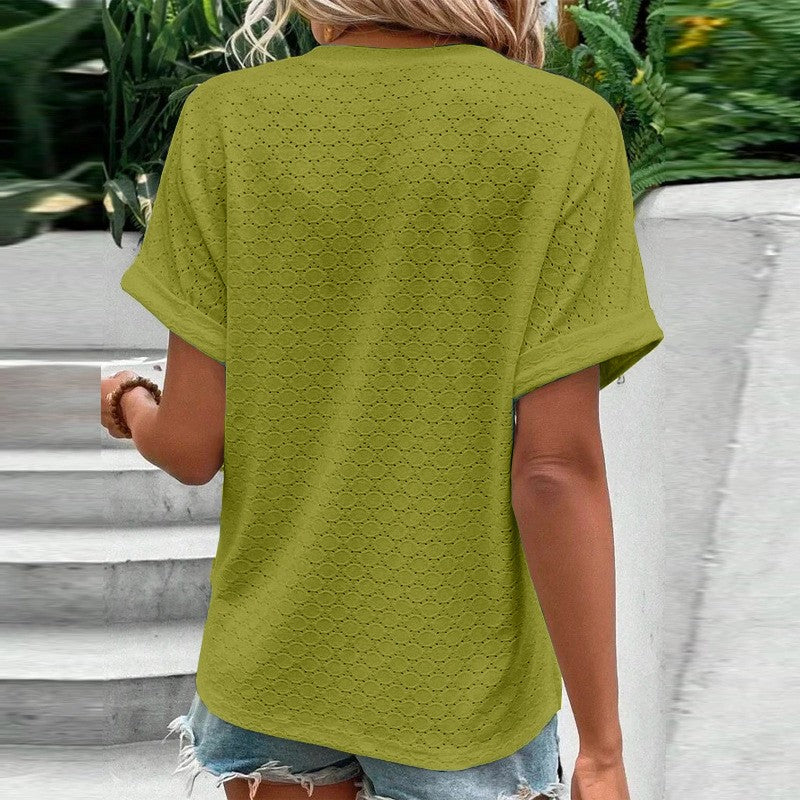 Evania Buttoned V-Neck Blouse