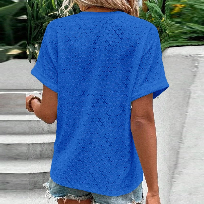 Evania Buttoned V-Neck Blouse