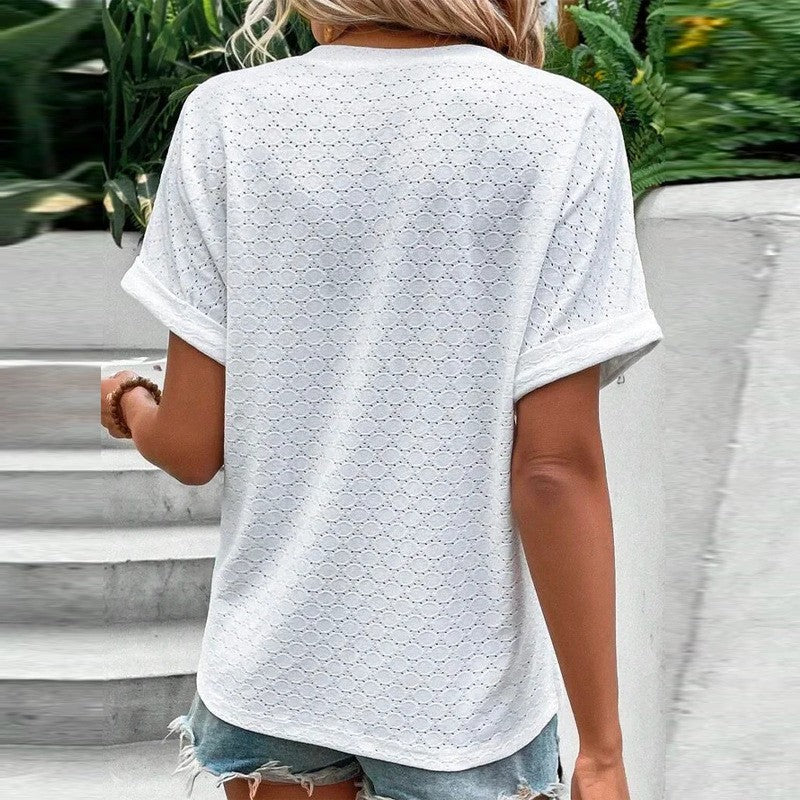 Evania Buttoned V-Neck Blouse