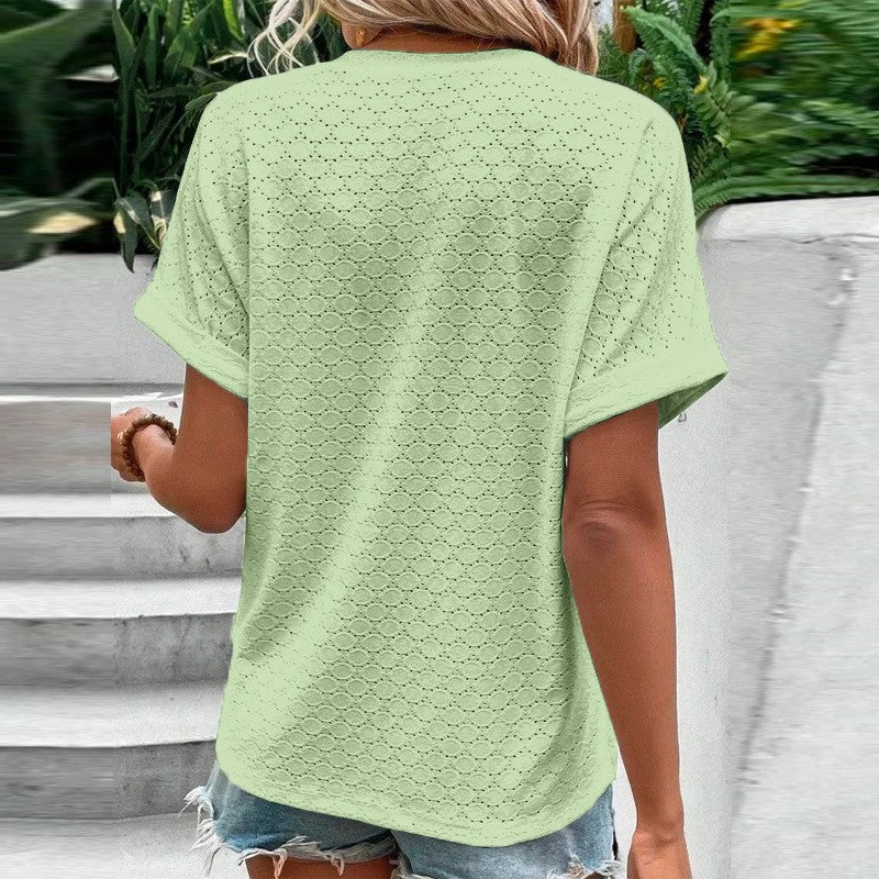 Evania Buttoned V-Neck Blouse