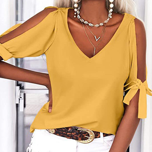 Marivelle Cold-Shoulder Knot Top
