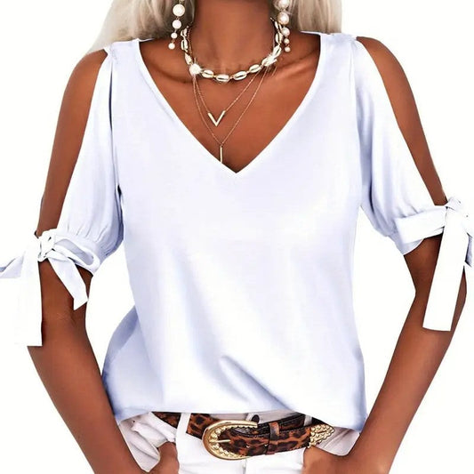 Marivelle Cold-Shoulder Knot Top