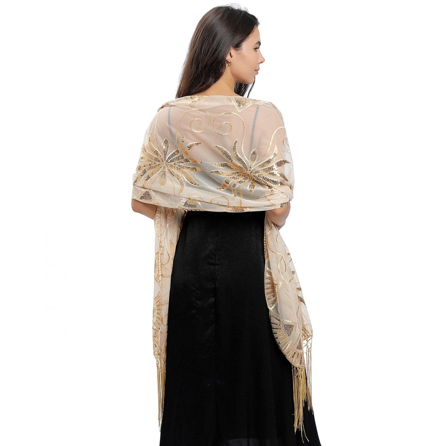 Marivelle Embroidered Feather Shawl