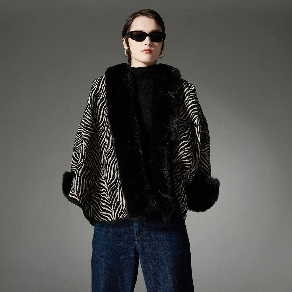 Noctira Fur-Trim Shawl