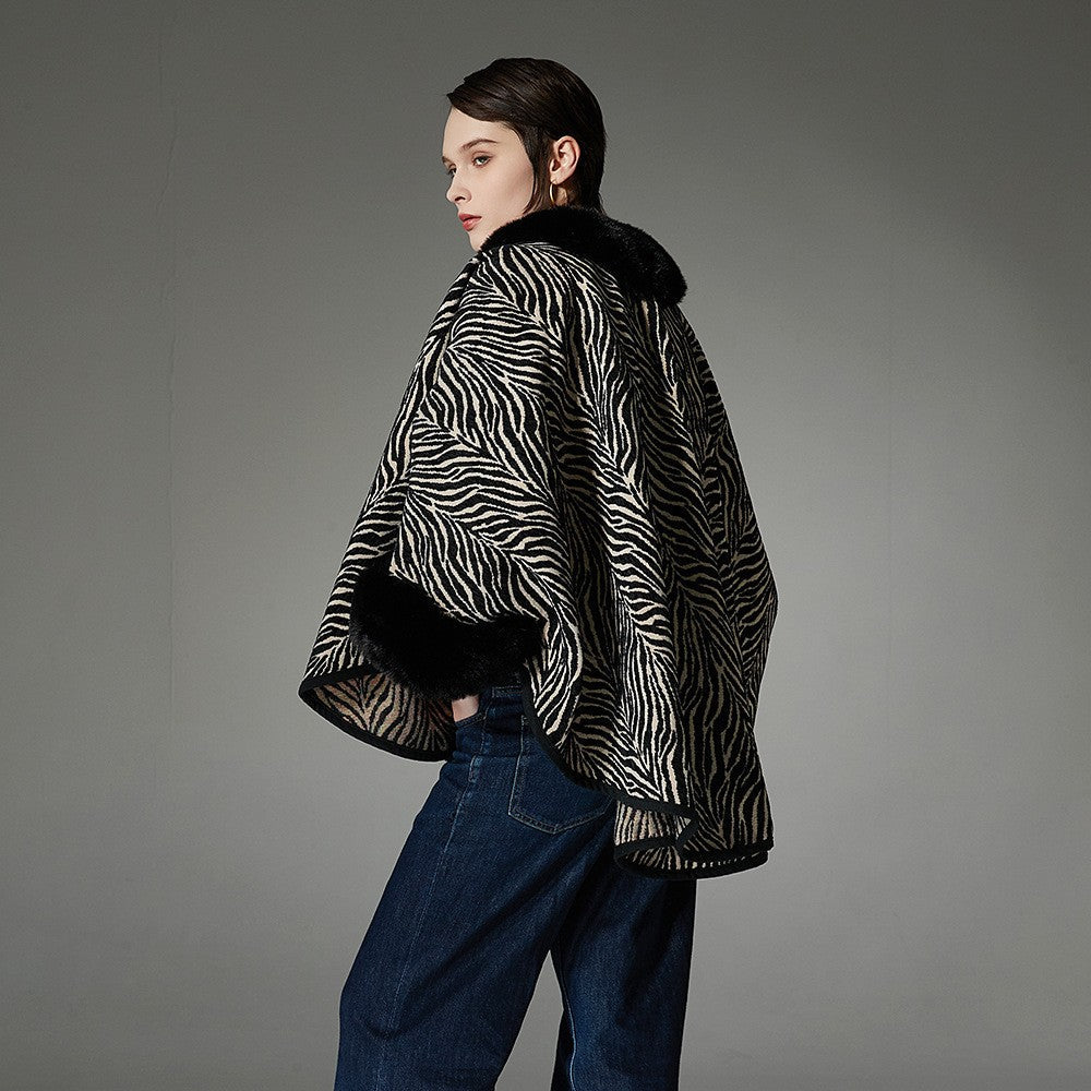 Noctira Fur-Trim Shawl